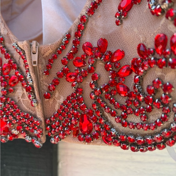 Sherri Hill Red Beaded Prom Dress - Picture 3 of 12